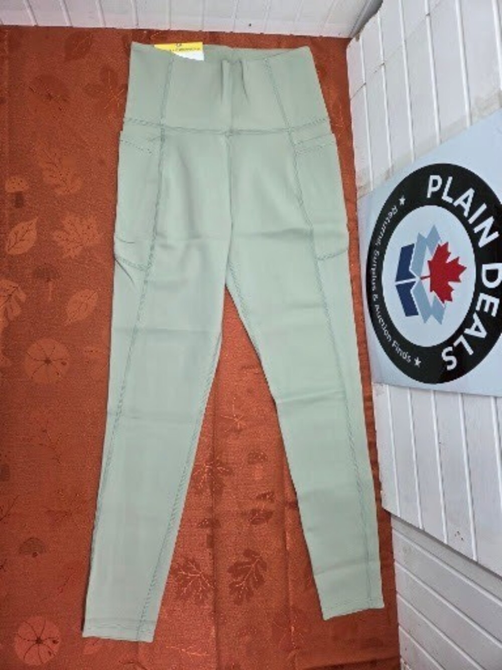 Aurum Women's High-Rise 7/8 Leggings with Pockets, Sage, Size Small